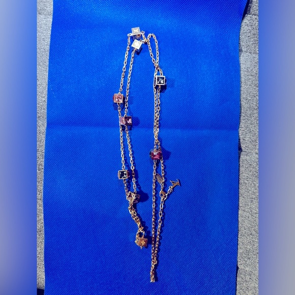 Louis Vuitton Collier Gamble Crystal Cube Gold Tone Long Necklace Authentic - Picture 17 of 17